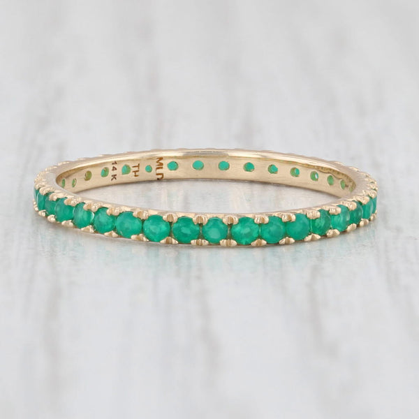 Light Gray New 0.70ctw Green Onyx Eternity Band 14k Gold Stackable Ring Size 6.5
