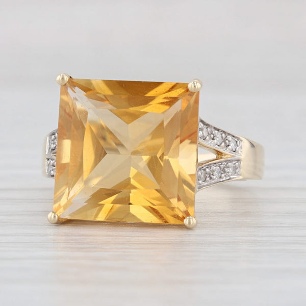 Light Gray 6.85ct Citrine Square Diamond Ring 14k Yellow Gold Size 6 Cocktail