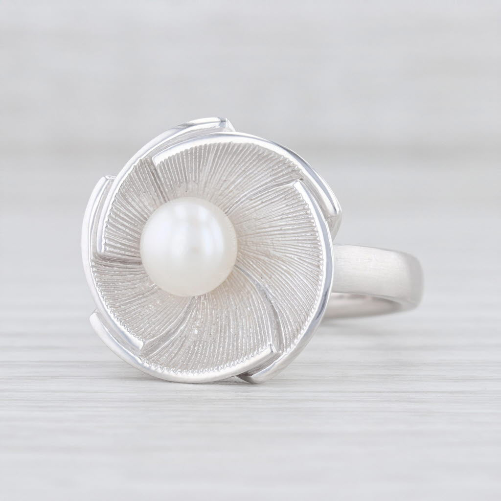 Light Gray New Bastian Inverun Shell & Sea Cultured Pearl Ring Sterling Silver 12844 7.5 56