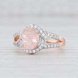 Light Gray New 3.10ctw Morganite Zircon Halo Ring Sterling Silver Rose Gold Plated Sz 7.25
