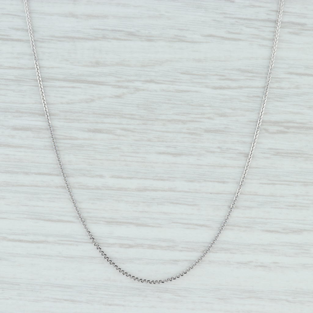 Light Gray New Square Wheat Chain Necklace 14k White Gold 16" 0.7mm