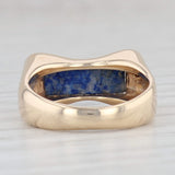 Vintage Blue Lapis Lazuli Diamond Ring 14k Yellow Gold Size 4
