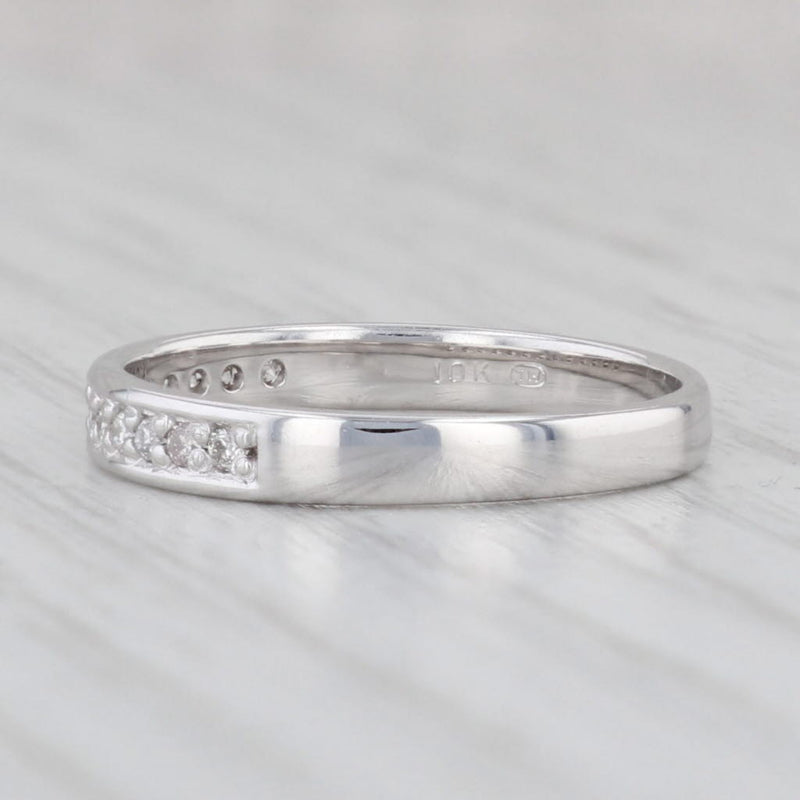 0.13ctw Diamond Wedding Band 10k White Gold Size 7 Ring Stackable Anniversary