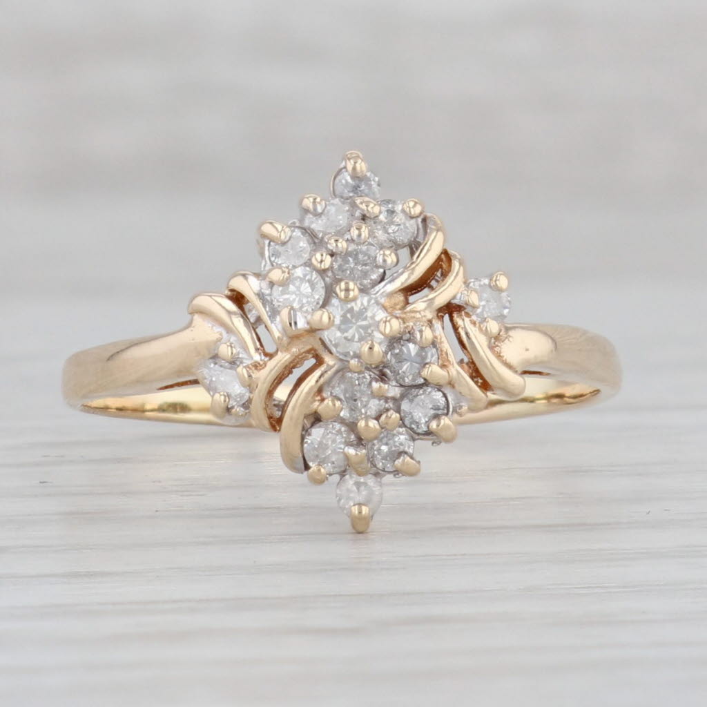 Gray 0.45ctw Diamond Cluster Ring 14k Yellow Gold Size 11.5 Engagement