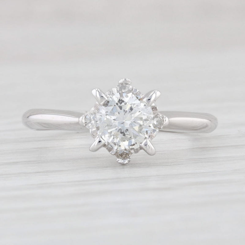 Light Gray 0.59ctw Round Diamond Solitaire Engagement Ring 14k White Gold Size 5
