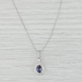 1.80ctw Lab Created Sapphire Diamond Teardrop Pendant Necklace 14k White Gold