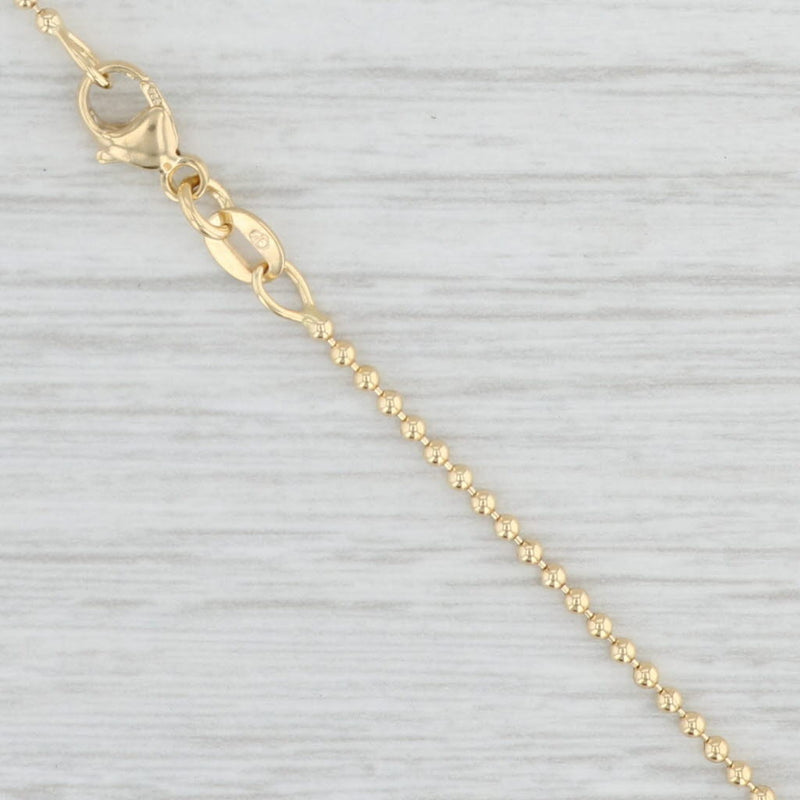 New Bead Chain Necklace 14k Yellow Gold 16" 1.5mm Lobster Clasp