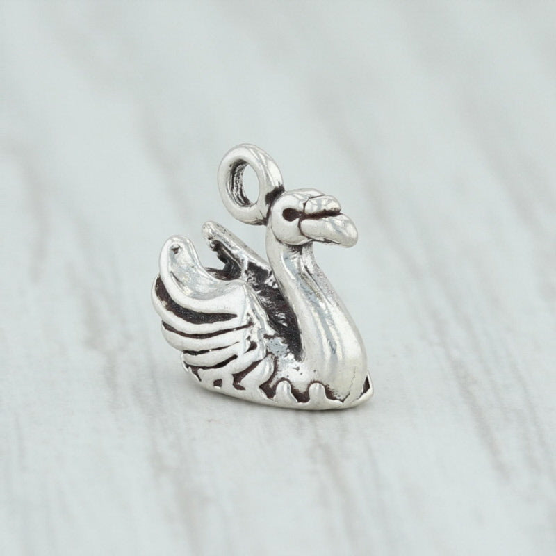 Light Gray 12 Days of Christmas Swan Swimming Sterling Silver 925 Holiday 3D