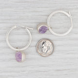 Light Gray New Nina Nguyen Druzy Amethyst Hoops with Charms Earrings Sterling Silver