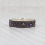 Light Gray New Nina Nguyen Amethyst Stackable Band Oxidized Sterling Silver Size 7 Ring