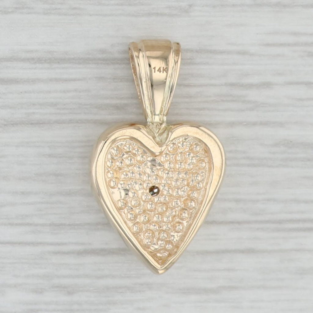 Gray Diamond Solitaire Heart Pendant 14k Yellow Gold April Birthstone