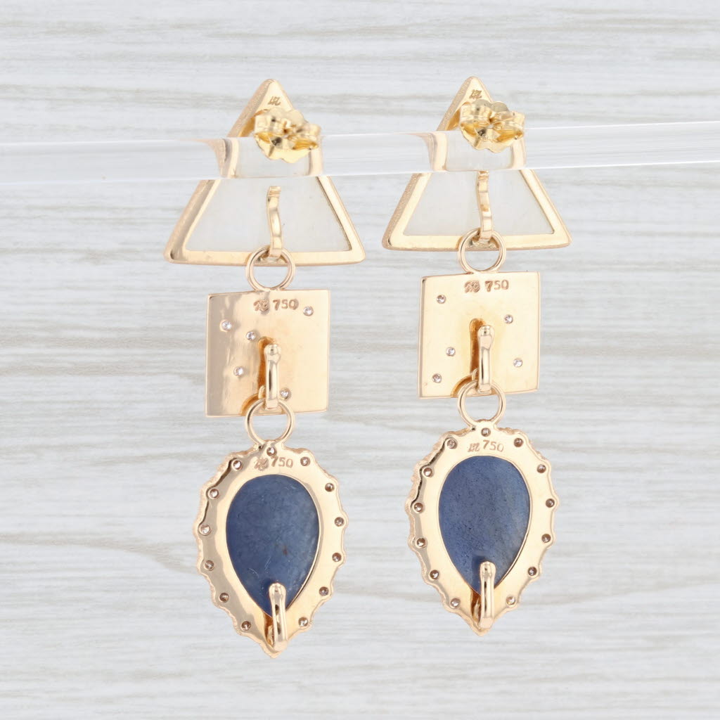 Light Gray New Nina Nguyen Dangle Earrings 18k Gold Diamond Sapphire Moonstone Statement