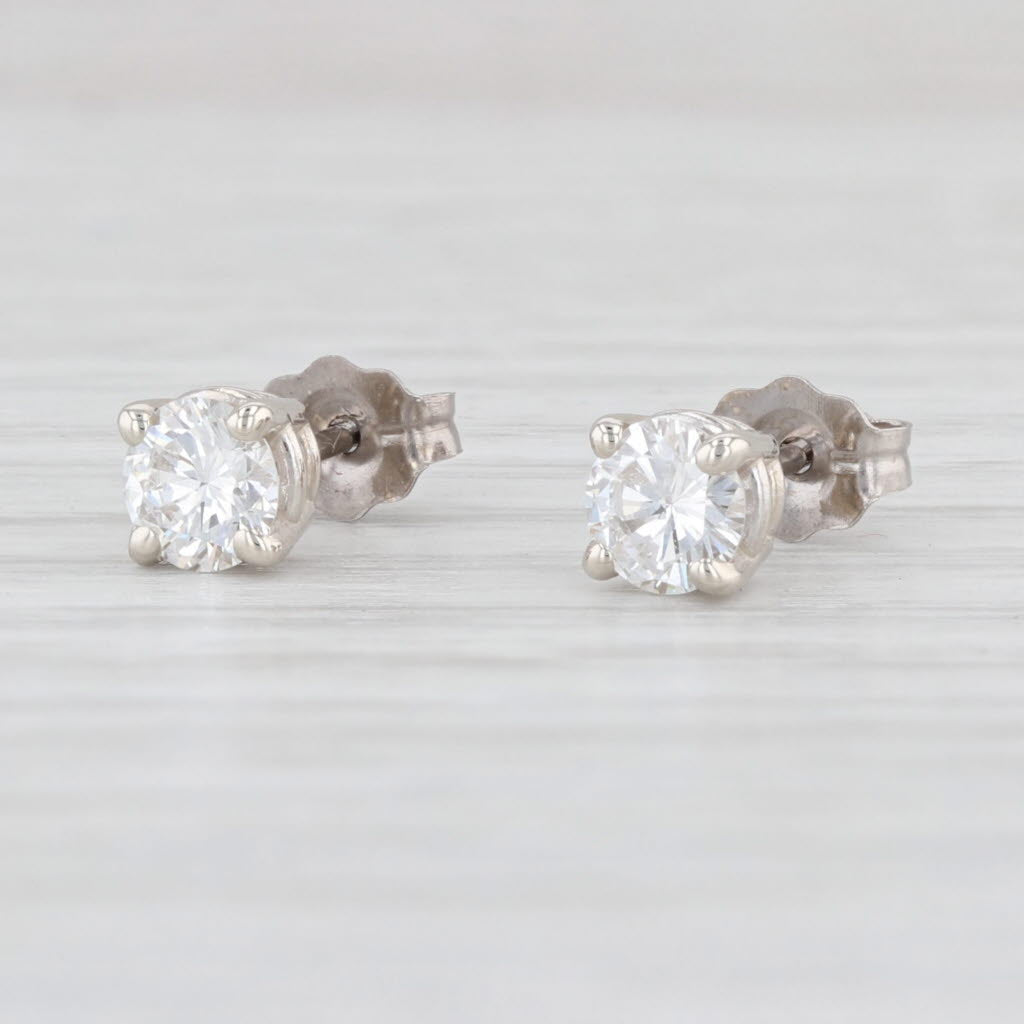 Light Gray New 0.60ctw Diamond Stud Earrings 14k White Gold Round Brilliant Studs