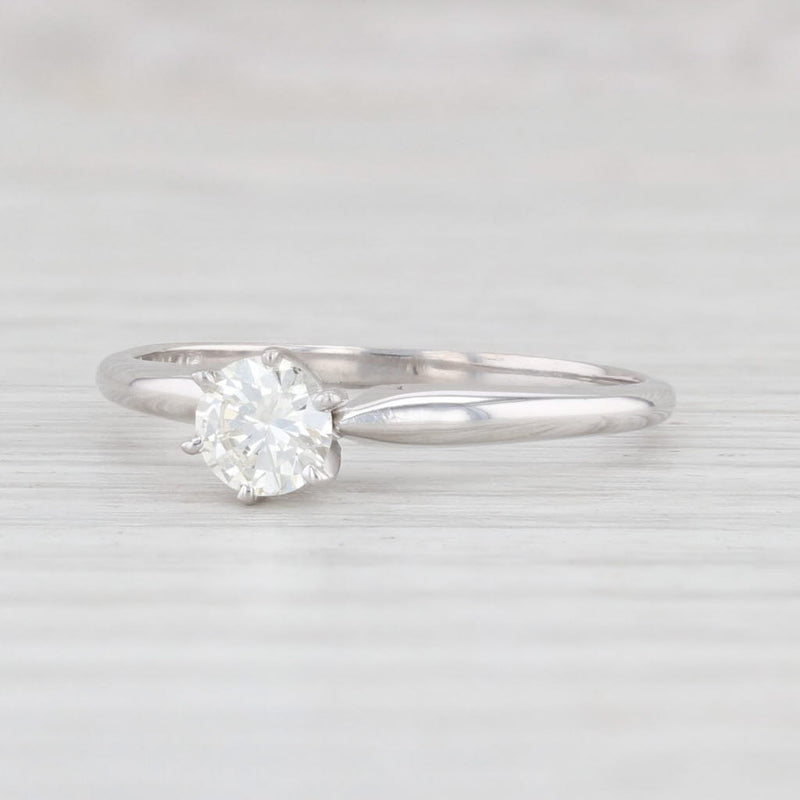 0.31ct Diamond Round Solitaire Engagement Ring 14k White Gold Size 6.5