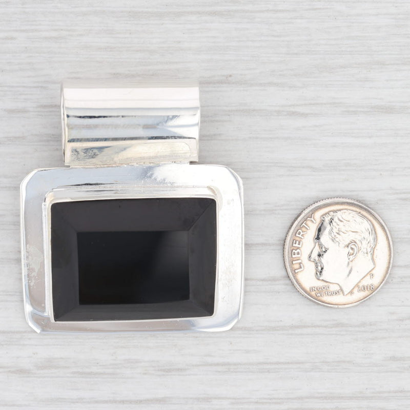 Light Gray New Black Resin Pendant 925 Sterling Silver Statement B12766