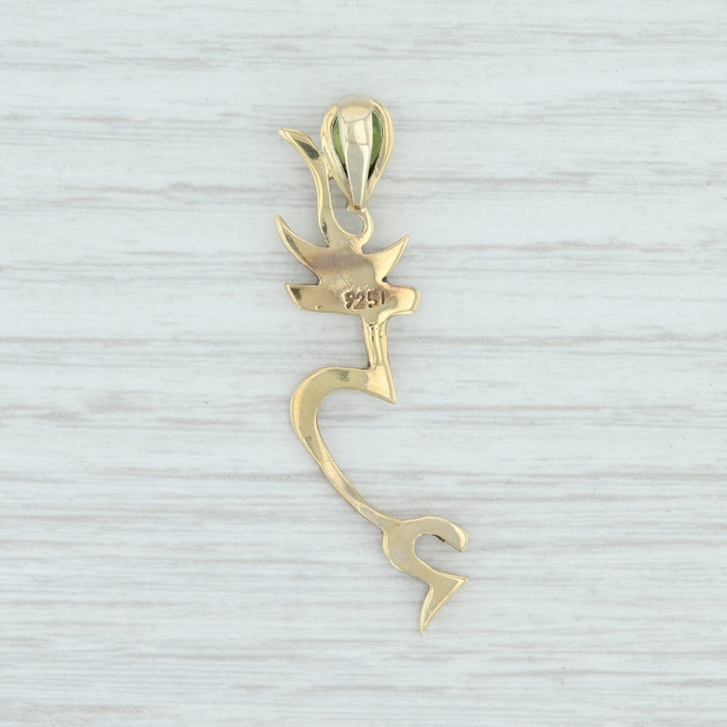 Simulated Peridot Glass Arabic Symbol Pendant Sterling Silver August B