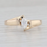 0.16ct Marquise Diamond Solitaire Engagement Ring 14k Yellow Gold Bypass Sz 7.5
