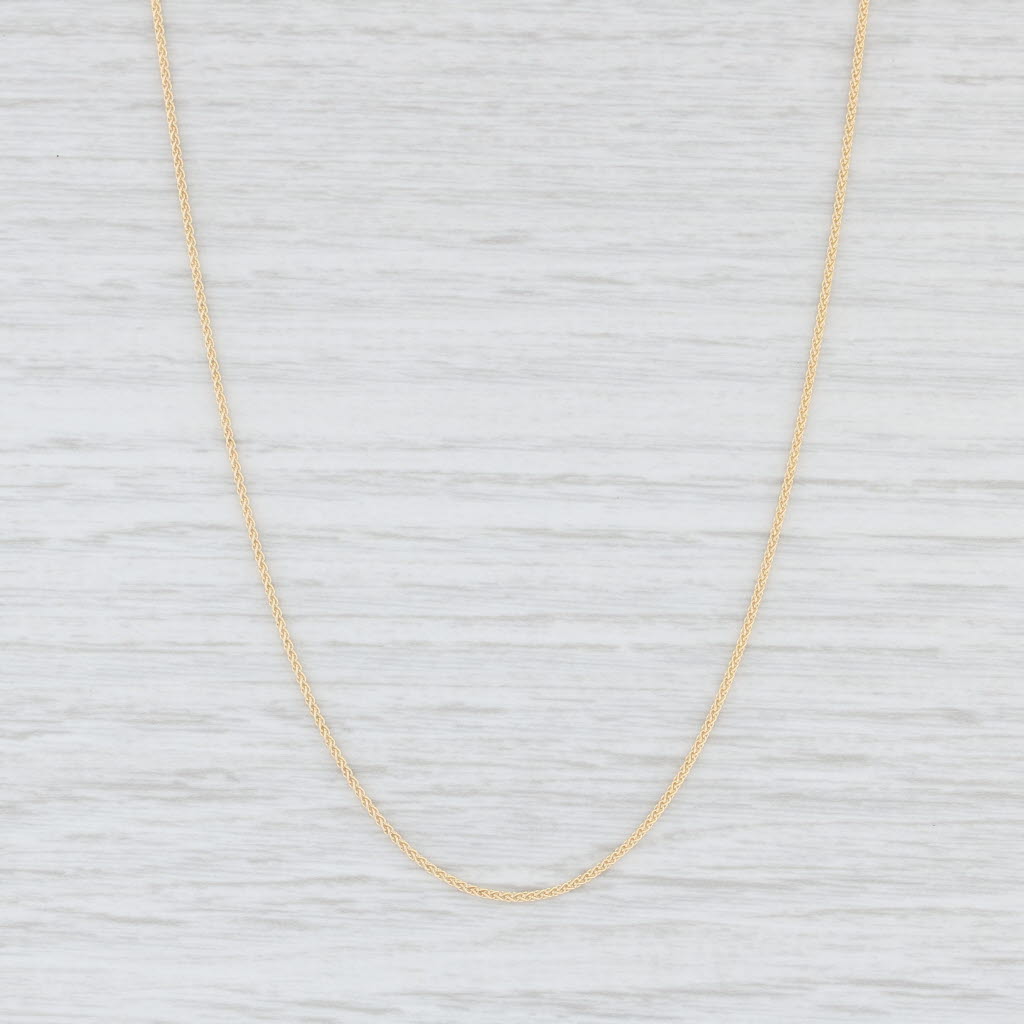 Light Gray New Spiga Wheat Chain Necklace 14k Yellow Gold 20" 0.9mm Italian Lobster Clasp