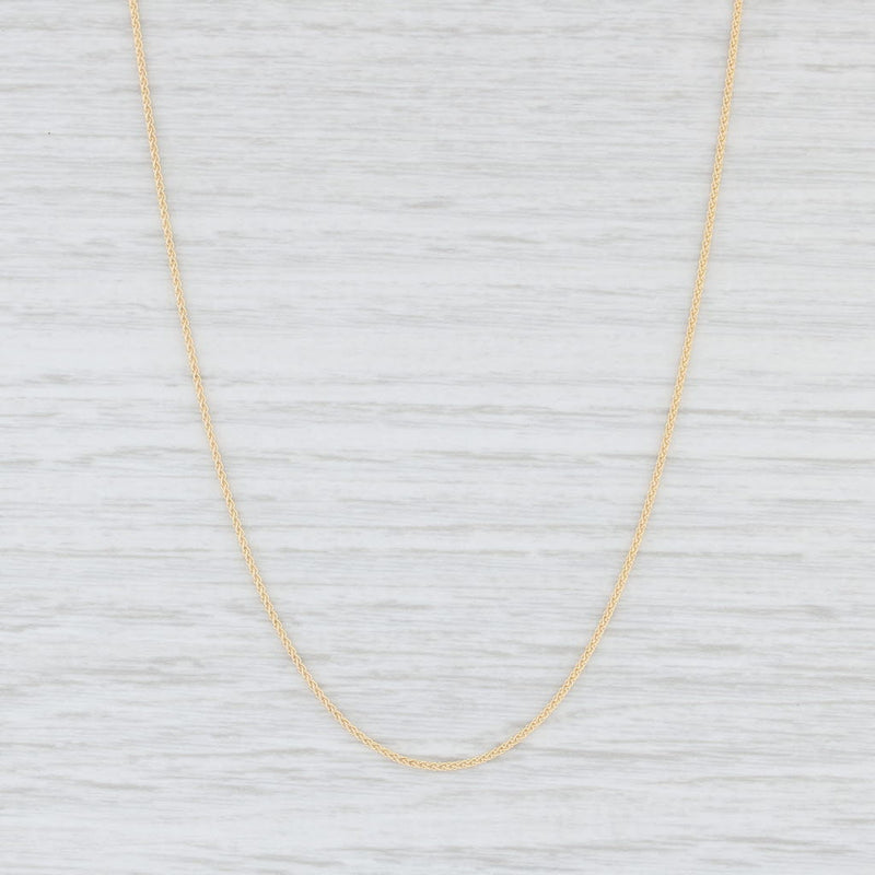 Light Gray New Spiga Wheat Chain Necklace 14k Yellow Gold 18" 0.9mm Italian Lobster Clasp