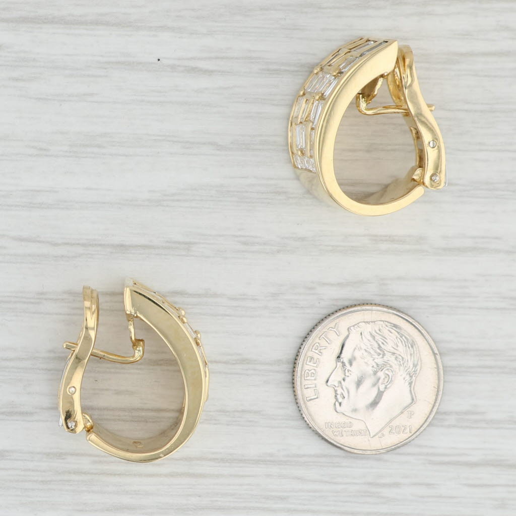 Light Gray 4.50ctw VS2 Diamond Journey J-Hook Earrings 18k Yellow Gold Pierced Omega Backs