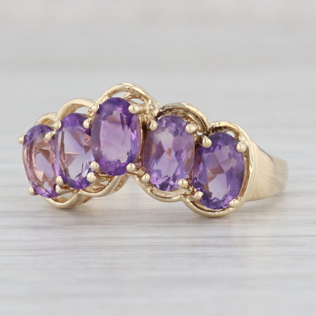 Light Gray Contoured 2.10ctw Amethyst Ring 14k Yellow Gold Size 6.25 Stackable