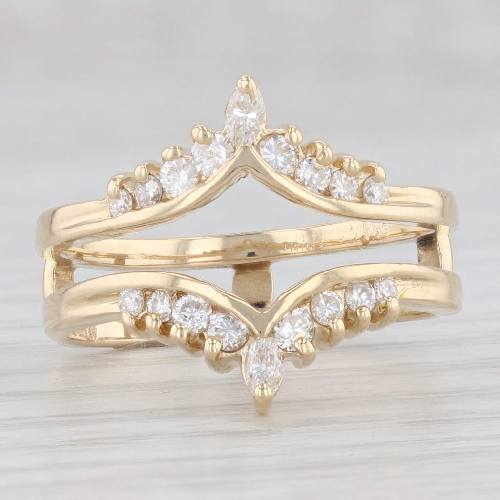 Light Gray 0.47ctw Diamond Ring Jacket Guard 14k Yellow Gold Size 7 Bridal Wedding Band