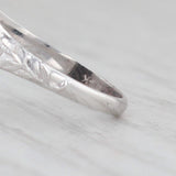 Light Gray Vintage Onyx Diamond Ring 14k White Gold Floral Signet Size 5.75
