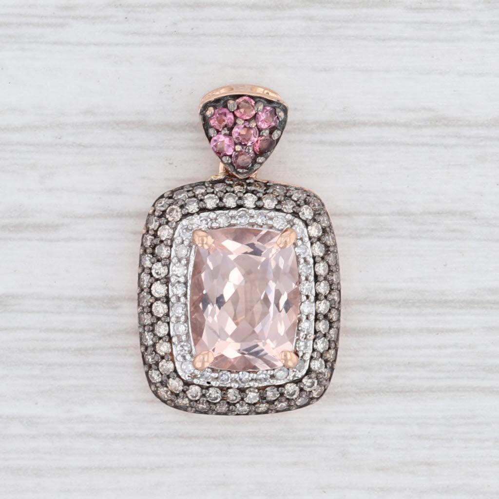 Light Gray New 2.23ctw Morganite Diamond Halo Pendant Pink Tourmaline 10k Rose Gold