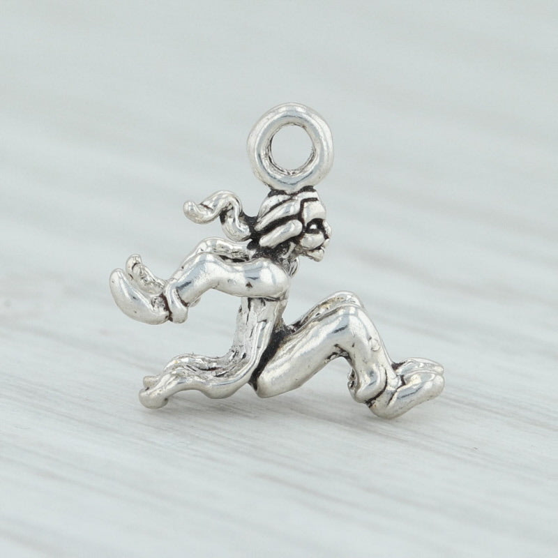 Light Gray 12 Days of Christmas Leaping Lord Charm Sterling Silver 3D Figural Holiday