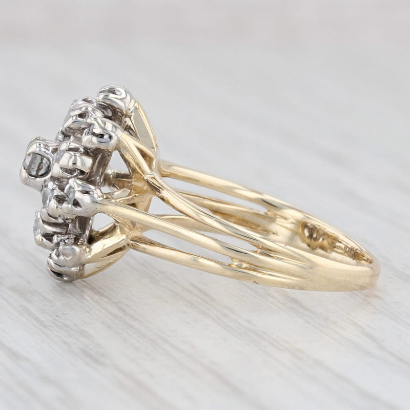 Vintage 0.30ctw Diamond Cluster Spray Engagement Ring 14k Gold Size 7.25