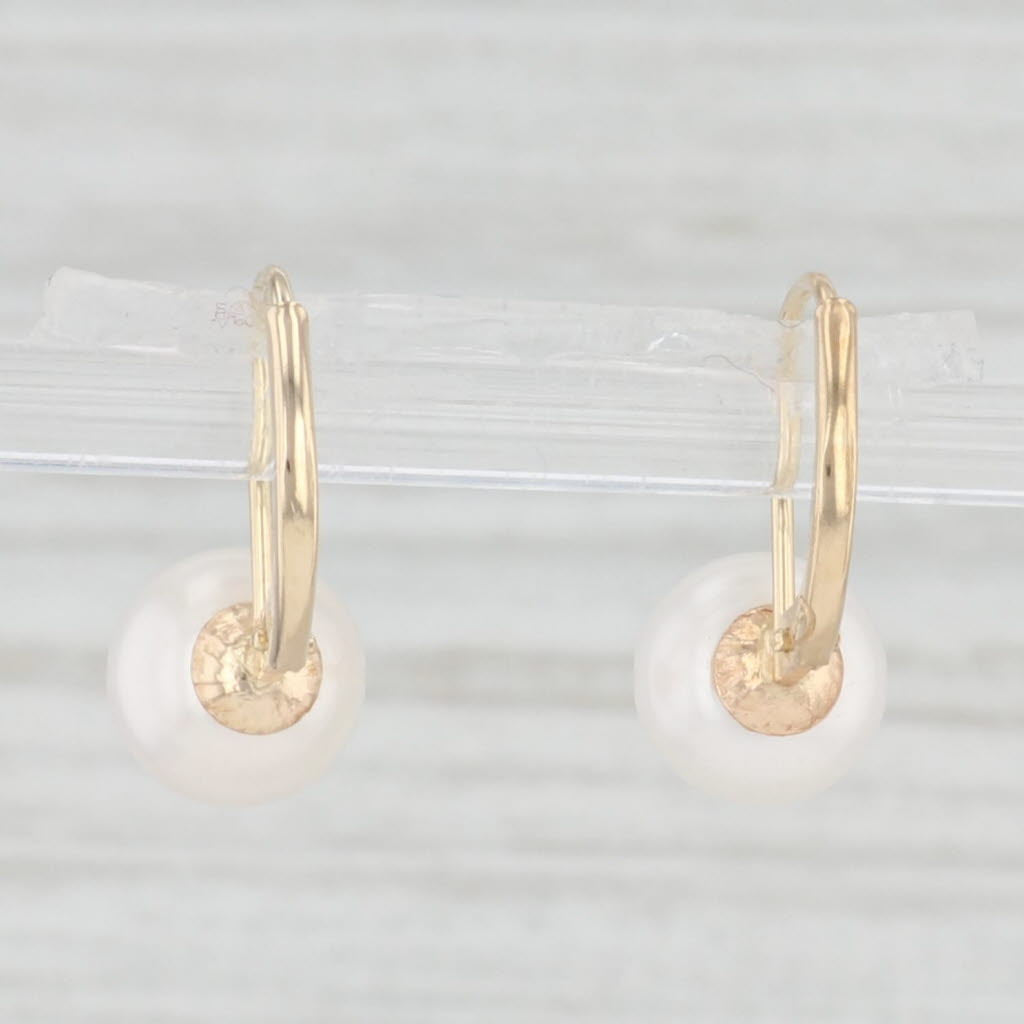 Light Gray Freshwater Cultured Pearl Drop Earrings 14k Yellow Gold Pierced Leverbacks