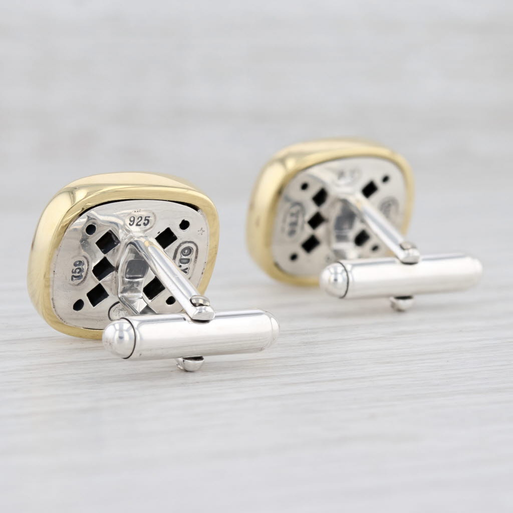 Light Gray David Yurman 0.26ctw Diamond Cable Cufflinks 18k Gold Sterling Silver