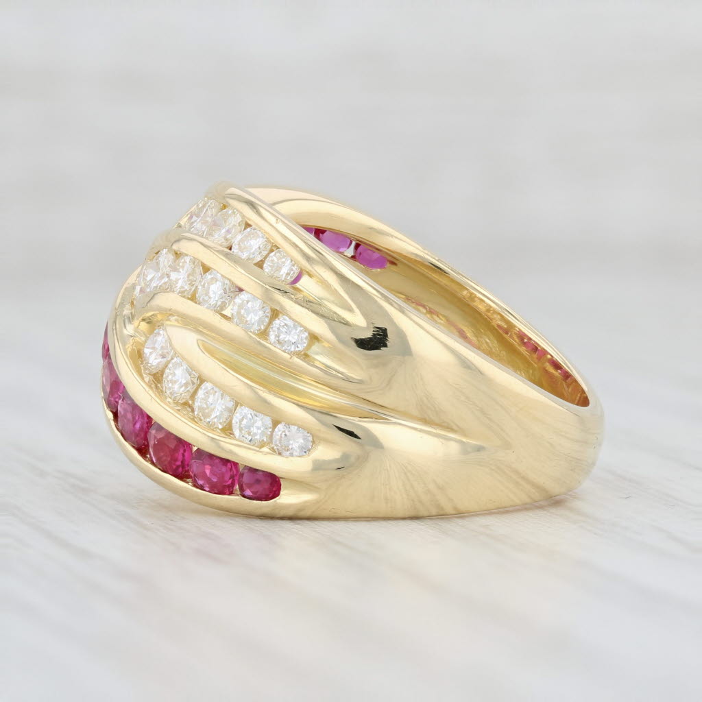 Light Gray 2.80ctw Ruby Diamond Knot Ring 18k Yellow Gold Damiani Cocktail Woven