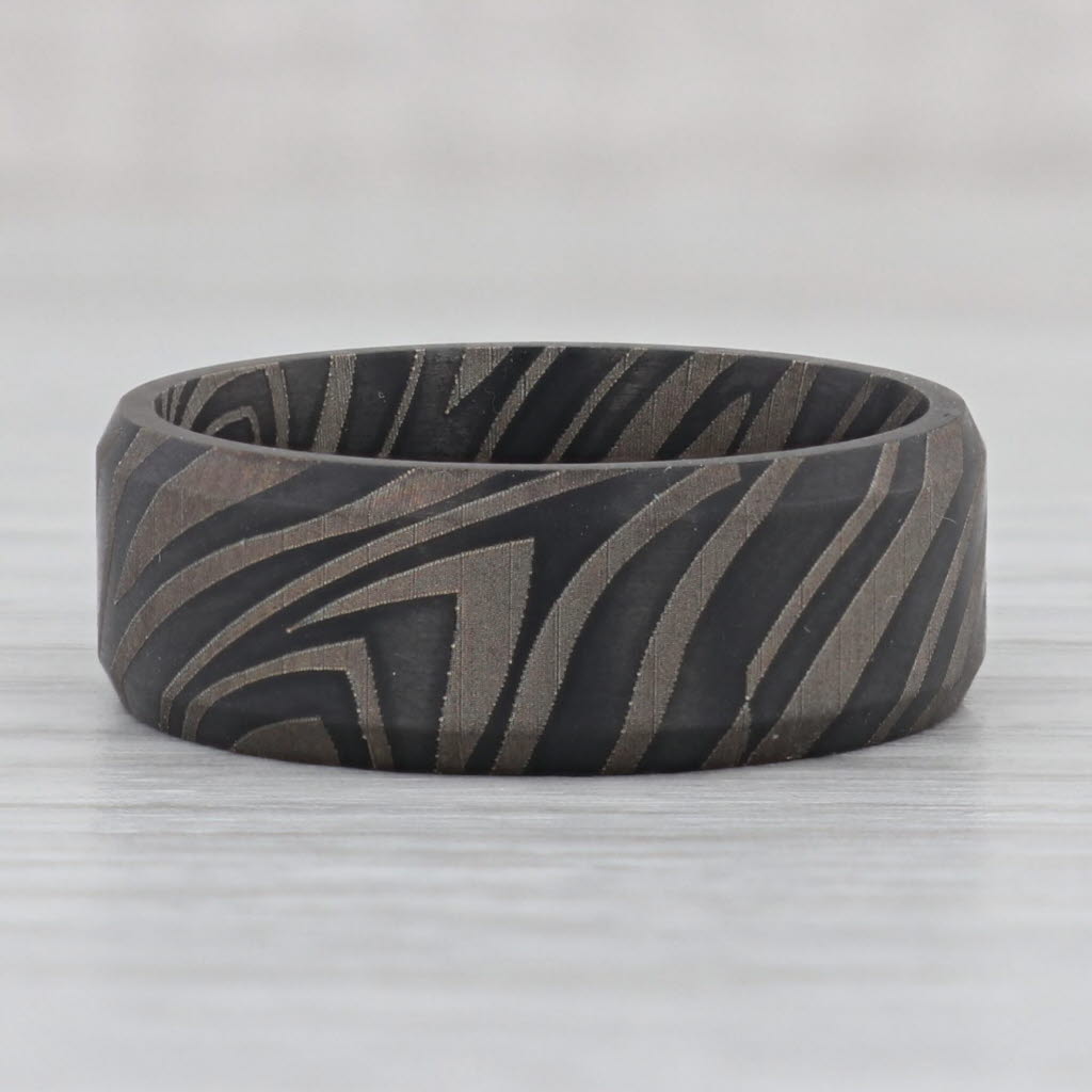 Dark Slate Gray New Patterned Black Titanium Ring Size 10 Men's Wedding Band