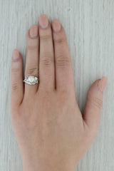Dark Gray Cultured Pearl Solitaire Ring 10k White Gold Size 7 Diamond Accents