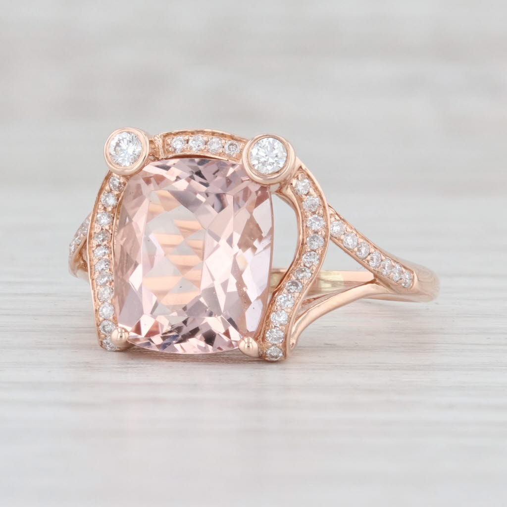 Light Gray 4.09ctw Morganite Diamond Ring 14k Rose Gold Size 8.25 Cocktail