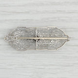 Light Gray Antique Filigree 0.15ct VS2 Diamond Brooch Pendant 14k Gold Platinum Ornate Pin