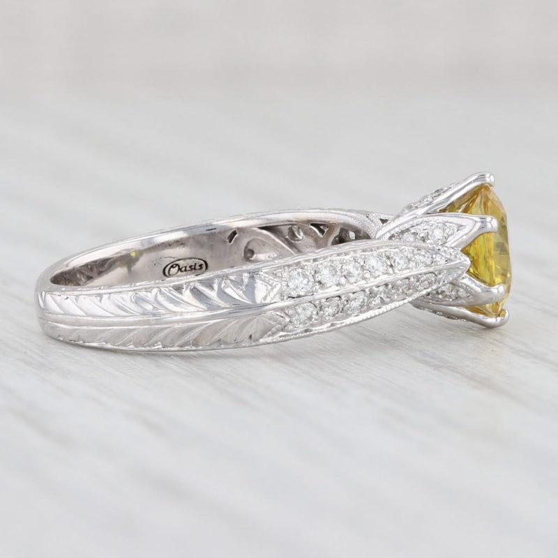 2.84ctw Yellow Sapphire Diamond Engagement Ring 18k White Gold Size 7 Oasis