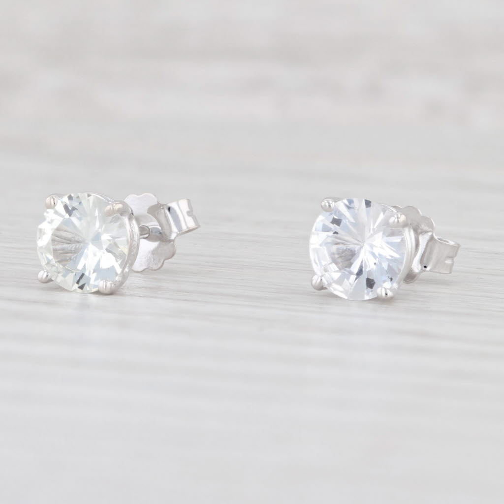 Light Gray 2ctw Lab Created Natural White Colorless Sapphire Stud Earrings 14k White Gold