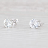 2ctw Lab Created Natural White Colorless Sapphire Stud Earrings 14k White Gold