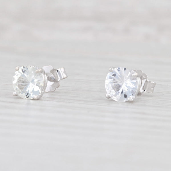 Light Gray 2ctw Lab Created Natural White Colorless Sapphire Stud Earrings 14k White Gold
