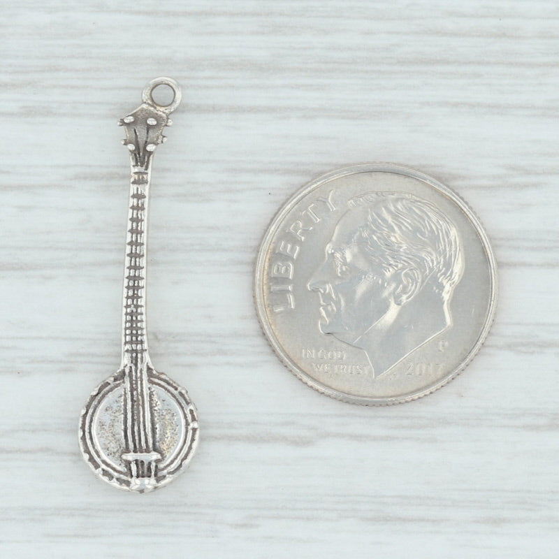 Light Gray Banjo Charm Sterling Silver Blue Grass Music Our State North Carolina