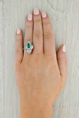 Gray 2.16ctw Emerald Diamond Halo Ring 18k White Gold Size 7.25 Cocktail
