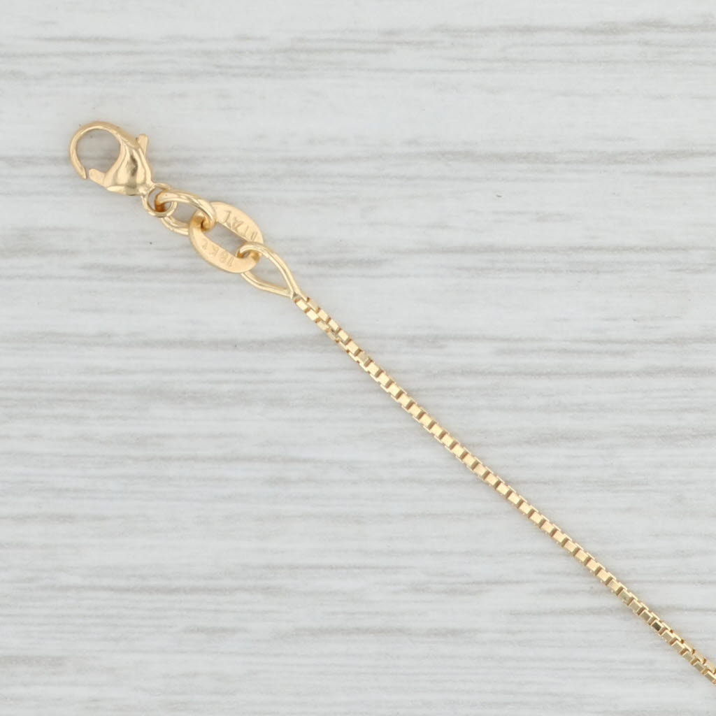 Light Gray New Box Chain Necklace 18" 18k Yellow Gold 0.9mm Italian Lobster Clasp