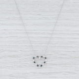 Light Gray New Blue White Diamond Heart Pendant Necklace 14k White Gold 18" Rope Chain