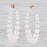 Tapering Cultured Pearl Hoop Earrings 14k Rose Gold Round Hoops