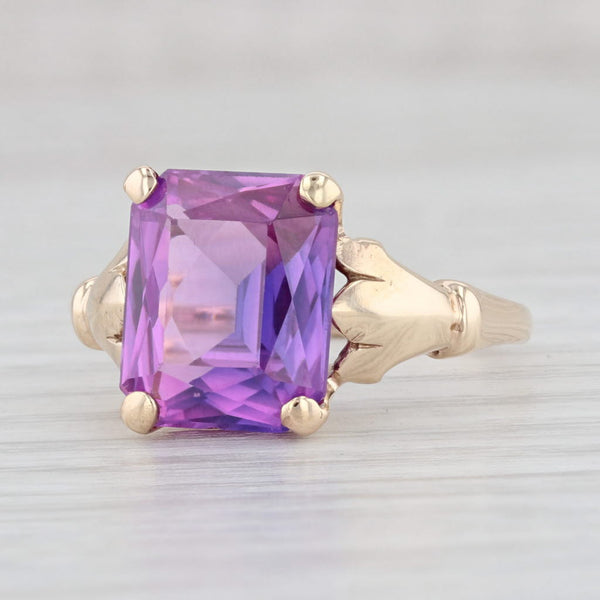 Light Gray 7.30ct Vintage Lab Created Purple Sapphire Solitaire Ring 10k Yellow Gold Sz 9.5