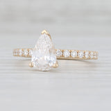New 1.5ctw Pear Diamond Engagement Ring 14k Yellow Gold Size 6.25