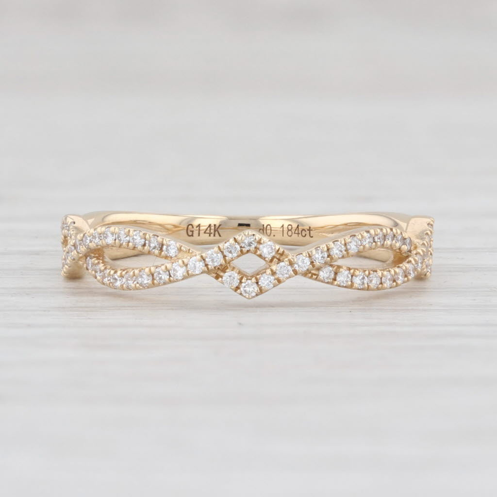 Light Gray New 0.18ctw Woven Diamond Band 14k Yellow Gold Size 6.75 Wedding Stackable Ring