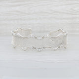 Light Gray New Authentic Pandora Pave Hearts Lace Cuff Bracelet 597704CZ Silver 6.25" 19cm